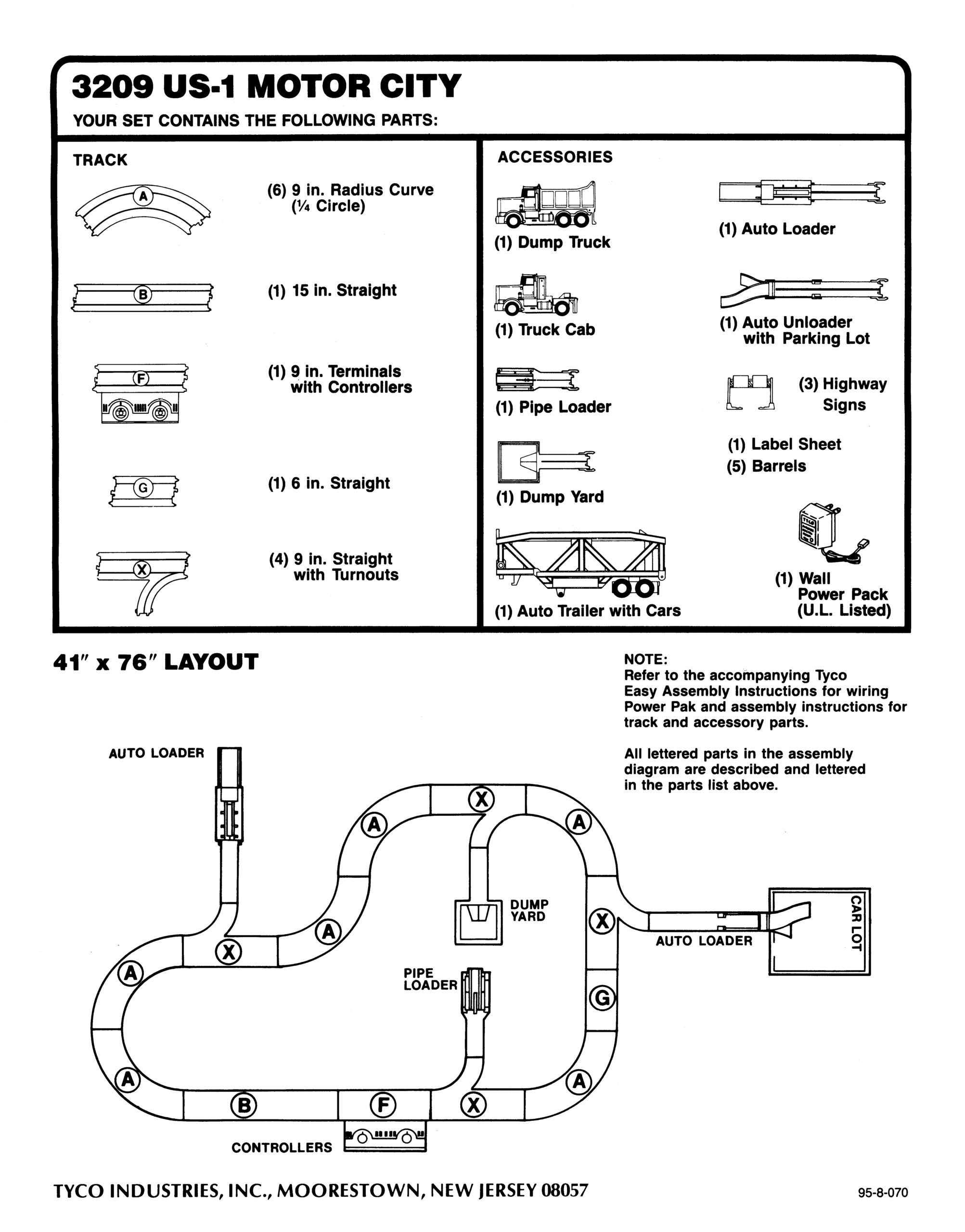 Tyco US-1 Motor City Instructions