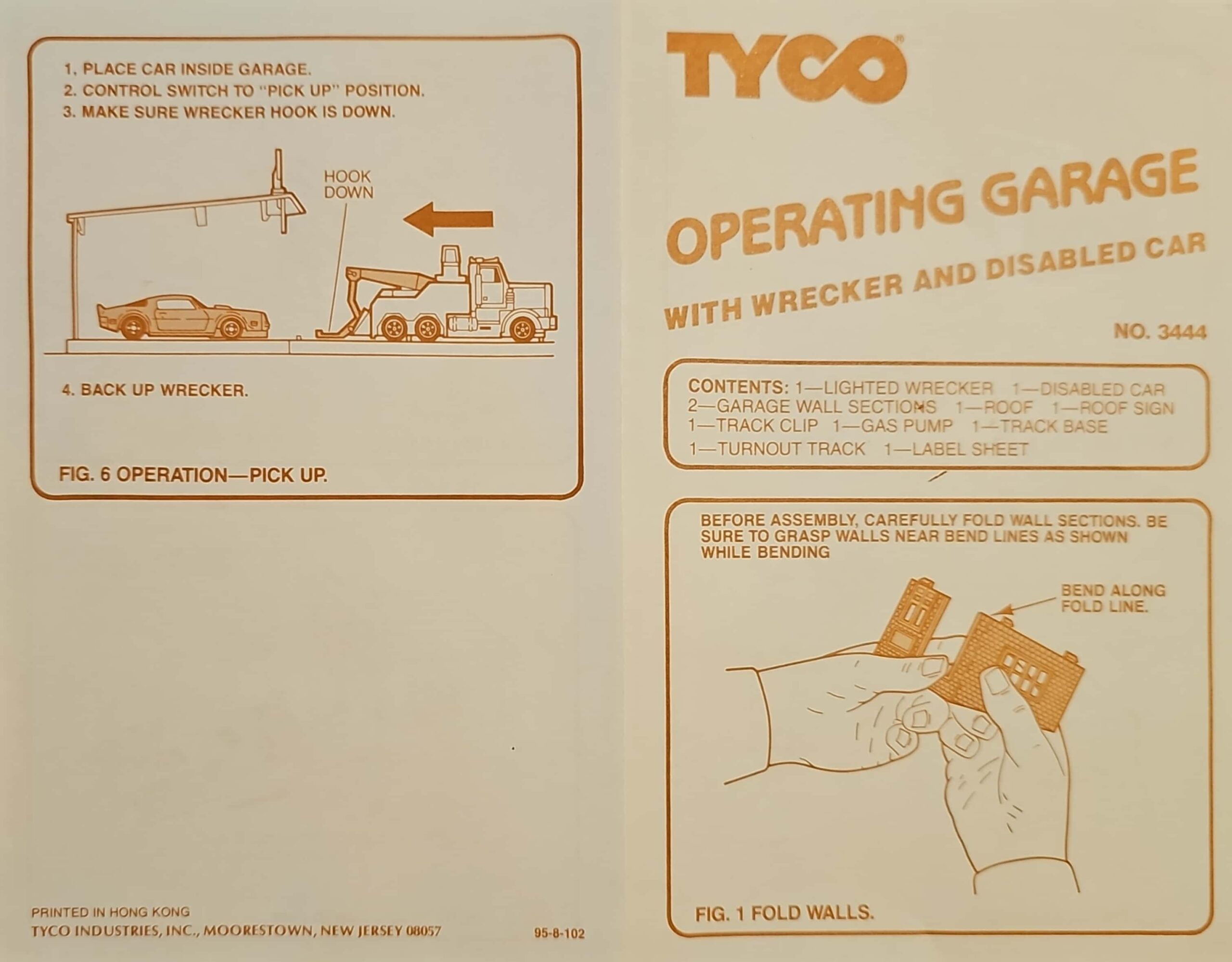 Instructions For Operating Garage w/ Shell Wrecker and Disabled Car No. 3444